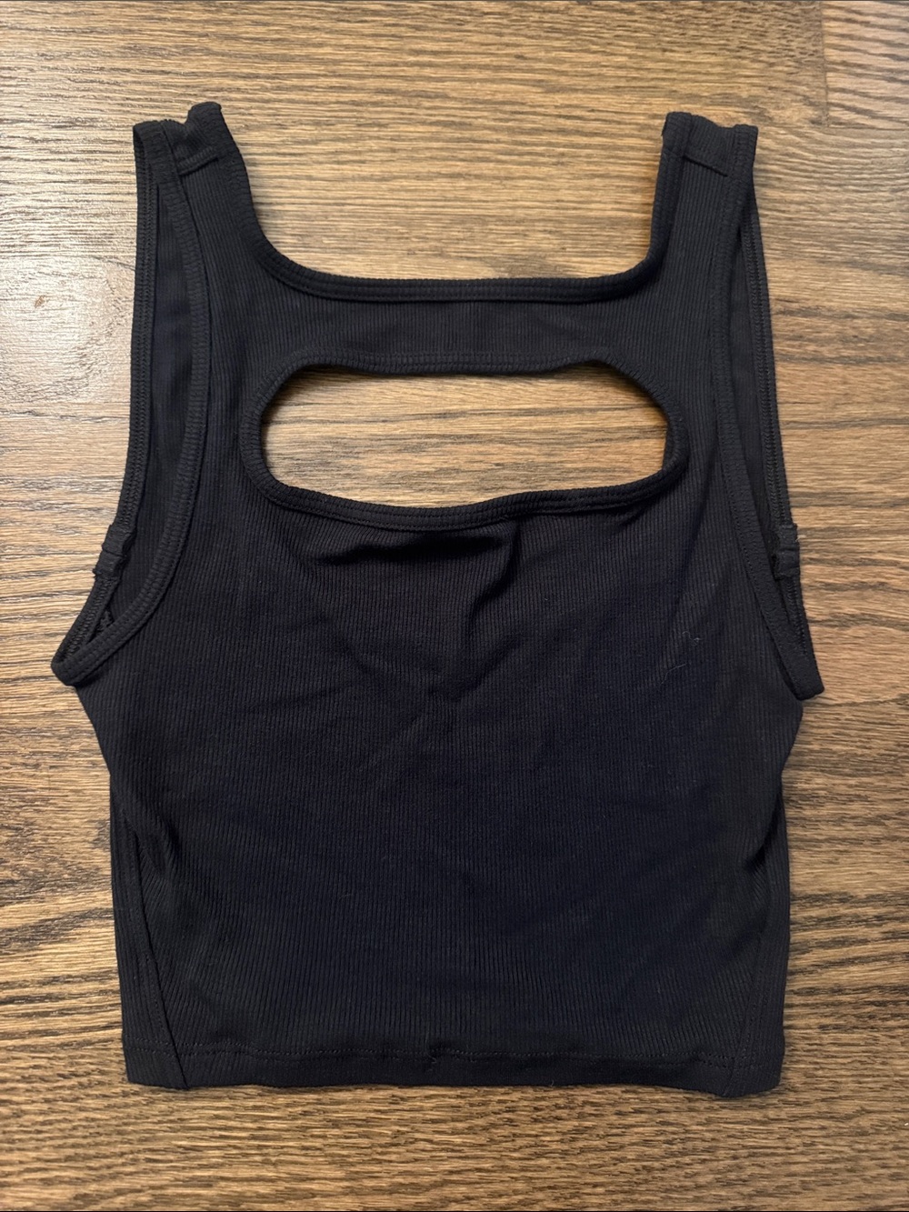 Lululemon Black Ribbed Cutout Cropped Tank